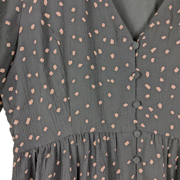 Madewell Womens Dress 4 Confetti Toss Black Short Flutter Sleeve Button Up Midi - Picture 4 of 12